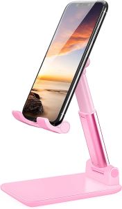 Phone Stand for Desk Foldable Portable Adjustable Tablet Cell Phone Holder Charging Dock Cellphone Holder Office Sturdy Mobile Stand Hand Metal Desktop Stand
