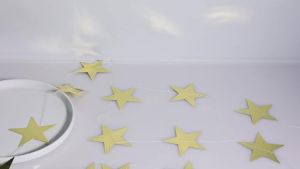 Glitter Star Garland Banner Decor 130 Feet Gold Star Garland Hanging Bunting Banner Backdrop for Graduation Wedding Birthday Holiday Party