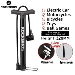 ROCKBROS 120PSI ปั๊มลมอลูมิเนียมอัลลอยด์ถนนจักรยานปั๊ม AV/FV มินิแบบพกพา MTB ปั๊มลมยางคุณภาพสูงลูกลม