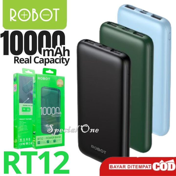Robot PowerBank 10000mAh RT12 Dual Input Port Type C & Micro USB ORIGINAL Garansi Resmi 1 Tahun / PB ROBOT ORIGINAL 10.000mAH