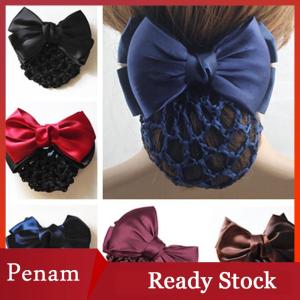 [PAM] Bow Barrette Lady Hair Clip Cover Bowknot Bun Snood Women Hair Accessories New