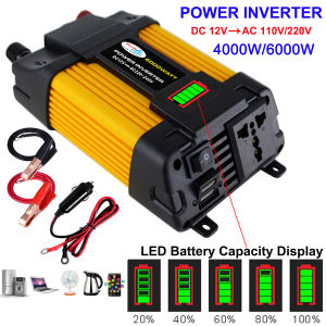 JUXING 4000W Car Power Inverter Transformer Converter DC12V To AC220V With Universal Socket Dual USB Ports For Car Home Emergency Converter