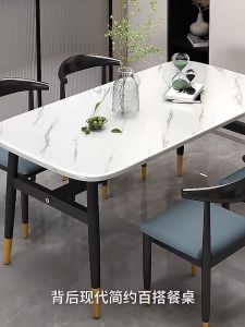 Dining Table Set Household Small Apartment Simple 4&6 Seaters with Chairs Kitchen Table and Chairs Faux Marble Tabletop Table And Chair Combination