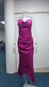 In Stock Slim Long Formal Evening Dresses for Women Wedding Satin Evening Party Gowns㏇X0407