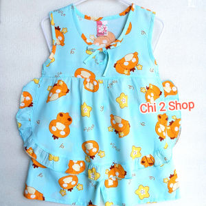 (10-12kg) Đồ bộ tole lanh bé gái C2H31A quần áo trẻ em sơ sinh áo sát nách bé gái quần áo trẻ em dưới 3 tuổi đồ bộ mặc nhà giá rẻ thoáng mát