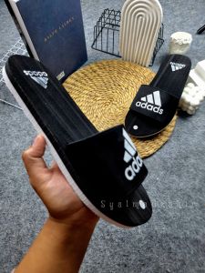 Sandal kokop pria list putih terbaru sendal slop pria motif nakie