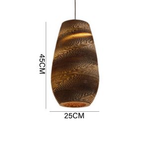 【wuxih】Rustic Brown Pendant Light Paper Art unik Drop siling cahaya R berkedut kertas Shade Farmhouse Hanging Light untuk pulau dapur ruang tamu bilik tidur restoran