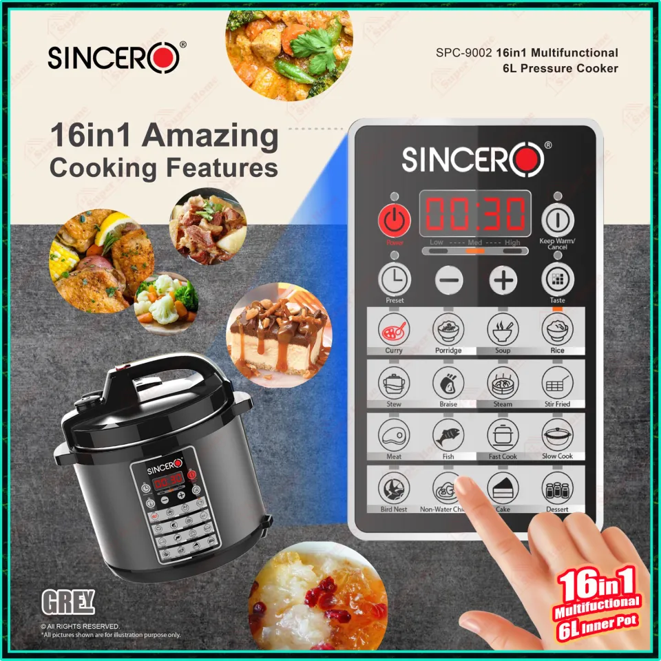 SINCERO Pressure Cooker SPC-9002 Multi-Functional 16 in Pressure