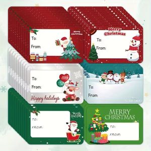 10/20Sheet Festive Christmas Gift Tags (6Pcs/Sheet) - Self-Adhesive Holiday Labels with Santa Reindeer Snowmen & Holiday Designs Red & White Paper Tags for Christmas Presents Christmas Gift Tags