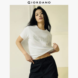 Giordano Womens เสื้อผู้หญิง Korea Collection Letter Tee 05395520001 เสื้อยืดผู้หญิง เสื้อจิออดาโน