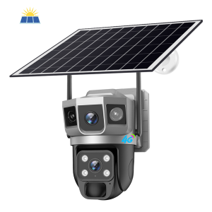 NICELECT 6K 12MP 4G WiFi solar monitoring 360 degree outdoor waterproof wireless CCTV video battery monitor camera three screen household night vision high-definition outdoor motion detection safety IP camera