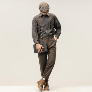 ชุดเอี๊ยมกางเกงขายาวผู้ชาย สไตล์วินเทจ vintage workwea สไตล์ญี่ปุ่นแนวย้อนยุค สวมใส่ง่าย ผ้าใส่สบาย มีไซส์ใหญ่