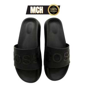 MOCHEL-PC BOSS Full Black Sandal Selop Anak Pria dan Wanita Premium Class Terbaru Anti Slip