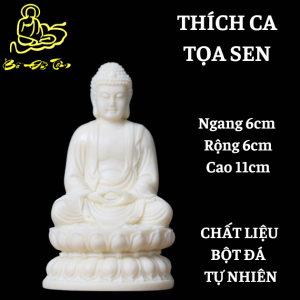 Tượng Phật Thích Ca tọa thiền đài sen chất liệu bột đá tự nhiên cao 12cm hàng thủ công mỹ nghệ tinh xảo