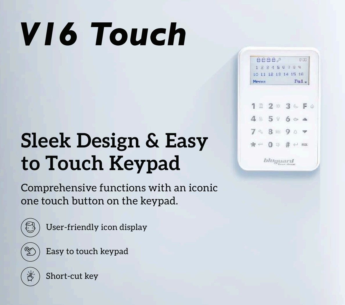 Bluguard Alarm V16PLUS V16+ V16 16 Zone LCD Touch Keypad for V16 Alarm ...