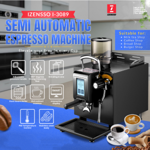 Semi-auto Espresso Machine Izensso Black 2 IN1 Coffee/tea /Coffee Maker Machine with Milk Frother Wand