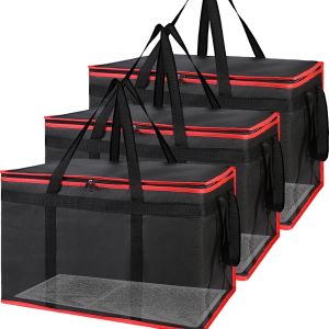 Bodaon 3-Pack Insulated Food Delivery Bag XXXL Pizza Cooler Bags Rideshare Delivery Bag Thermal Cold/Hot Styrofoam Carrier for Catering/Shopping/Travel/Car Warmer/Frozen