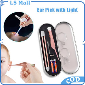 Ear Pick Set Luminous Ear Spoon Tweezers Ear Wax Removal Tool LED Light Earpick Children Baby Ear Cleaning Care Kit