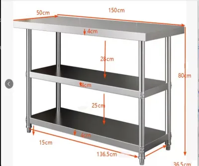 Kuga 2025 Premium 304 Stainless Steel Kitchen Workstation Commercial Grade Food Prep Table and Storage Shelf