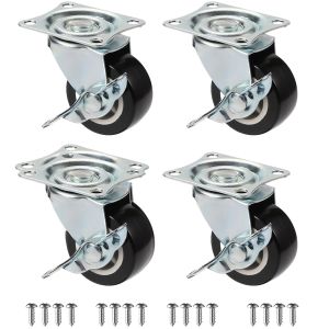 Set Of 4 1"/1.25"/2" PVC Furniture Casters Wear Resistant Mute Universal Heavy Trolley Wheels 360 Degrees Swivel Castor