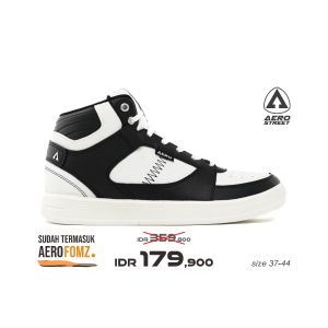 Aerostreet 37-44 Hoops High 2.0 Putih Hitam Putih - Sepatu Sneakers Casual pria