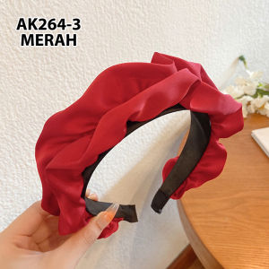 Bando Scrunchie Wanita Korea Motif Polos Kerut Ruffle Aksesoris Bandana Hiasan Rambut AK264 YARRA