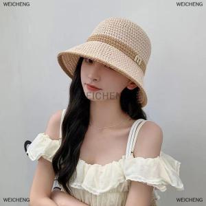 [COD] WEICHENG 1PC New Outdoor UV Protection Sun Hat Summer Womens Bucket Foldable Basin Sunscreen Cap Hollow Stitching Panama Hats Fisherman