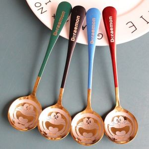 YUDESHUI สร้างสรรค์ การ์ตูน กลม น่ารักค่ะ โดราเอมอน หนา แมวกริ๊ง ช้อน