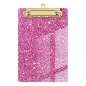 MUQZI Paper Organizer Glitter Writing Clipboard With Low Profile Gold Clip Writing Tablet Flash Memo Clipboard Colorful Arcylic File Folder School Office Supply