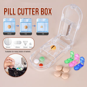 Medicine Cutter Box/ Pill Cutter Case/ Pill Splitter Storage/ Pill Organizer Box Tablet Splitter Divide Storage Case Vitamin Case Storage Medicine Dispenser Pill Container Potong Ubat (4 colors)