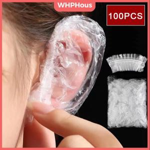WHPHous 100pcs Disposable Earmuff Stransparent Waterproof Earmuffs Hair Dye Perm Color Plastic Earmuffs