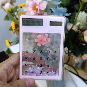 KALKULATOR PERLENGKAPAN SEKOLAH DAN KANTOR DESIGN AESTHETIC TRANSPARAN 8 DIGIT DENGAN GLITTER CANTIK