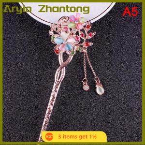 Aryio Hair Pin Double Flower Rhinestone Hair Stick Hair Clip