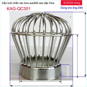 Cầu chắn rác sân thượng KAG-QC301 (ống D90) Cầu chặn rác Inox 304 đế thấp thả ống D90 cầu lưới lọc rác thoát nước mưa thoát nhanh sử dụng tốt