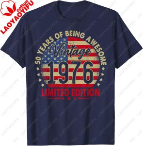 [Local Stock] VCC Vintage 1976 Limited Edition 50th Birthday 50 Years Old T-Shirt Summer Casual Fashion Loose Harajuku Cotton Man Women Clothing