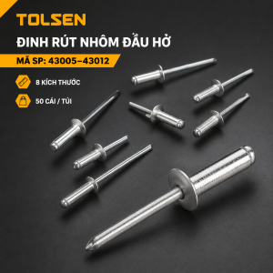 Đinh rút Rive Tolsen chất liệu nhôm nhiều kích cỡ đóng gói 50 đinh/ 1 bịch