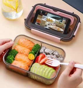 3in1 & 2in1 Grid Lunchbox BentoBox Sealed Refrigerator Fresh-keeping Box Plastic Microwavable Lunch Box