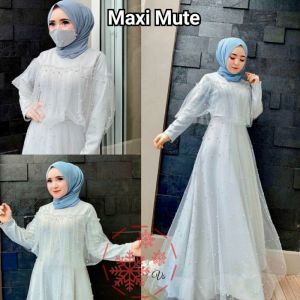Pakaian Gamis Wanita Terbaru/Maxi Mute/All Size/Moscrepe Di Lapis Tille/Pakaian Muslim Wanita
