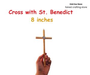 St. Benedict Holding Cross - Healing Cross 8 inches Exorcism Cross Hand Cross Catholic Prayer