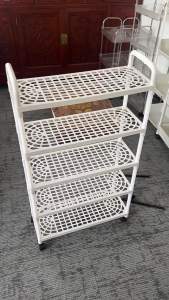 [Free Shipping] Plastic Shoe Rack For Home Use Simple Storage Rack Bathroom Shoe Organizer Movable Household Trolley