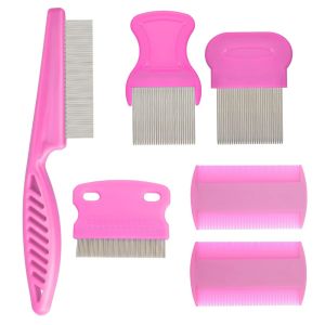METALIX 6Pcs/Set ABS Flea Comb Set Fine-tooth Quick Results Lice Comb Kit Easy To Use Lice Nits Removal Comb For Small Medium Large Pets