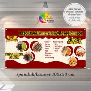 Cetak Spanduk Banner Piscok Lumer Dan Cireng Nampoll