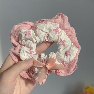 CAEXE Y2K ที่รัดผมติดโบว์ ความยืดหยุ่นสูง ผ้าผ้าทอ แหวนผมแกนดำ แฟชั่นสำหรับผู้หญิง ที่มัดผมหางม้า เชือกผูกผม หญิง/หญิง