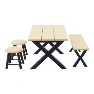 4Pieces 1/12 Scale Miniature Camping Furniture Set With Long Table Stool For Dollhouses Camping Scene Displaying