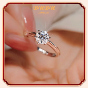 《308》Real Moissanite แหวนเงินสเตอร์ลิง S925 0.5ctทรงกลม สีขาว ได้รับการรับรองจาก GRA ผ่านการทดสอบ สําหรับงานหมั้น งานแต่งงาน งานพิธี