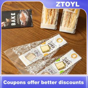 【ZTOYL】 100 PCS Sandwich Wrappers Special Disposable Easy To Tear Transparent Triangle Cake Baking Bread Packaging Bag