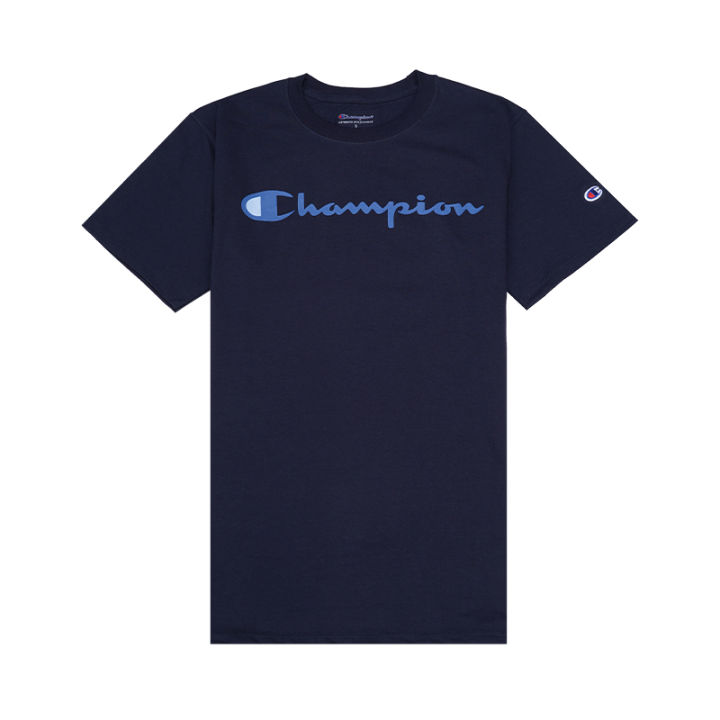 Champion T-Shirt Cursive Logo Mono Color Round Neck Short Sleeve T