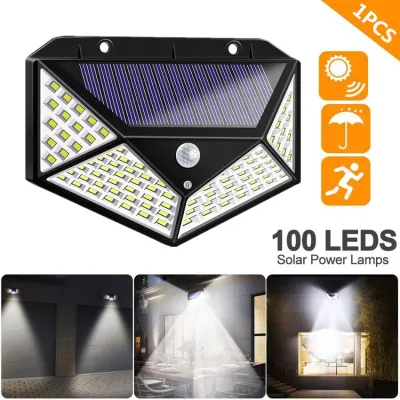 LED solar light wall ไฟติดผนัง 100 LED เซ็นเซอร์ ไฟโซล่าเซลล์ ไฟฉุกเฉิน Solar ใช้พลังงานแสงอาทิตย์ กันน้ำ ทนแดด