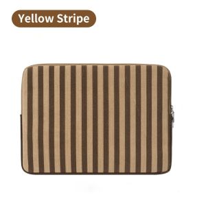 DANYCASE 11‑14.9 Inches Corduroy Striped Tablet Sleeve Bag Soft Padded Shockproof Zipper Laptop Protective Cover Vintage Style Pouch for Girls