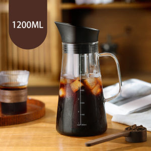 Vision 1200ml/1500ml Glass Cold Brew Coffee Maker Airtight Cold Brew Coffee Maker Glass Pitcher for Hot or Cold Brew Durable Borosilicate Glass Pitcher with Stainless Steel Fine-Mesh Filter